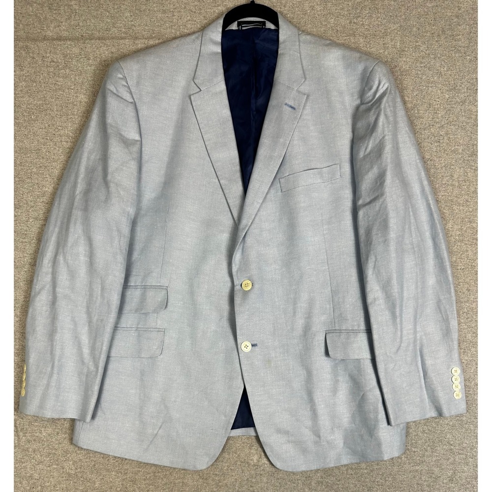 Tommy Hilfiger Blazer Mens 48R Light Blue Linen Blend Sport Coat